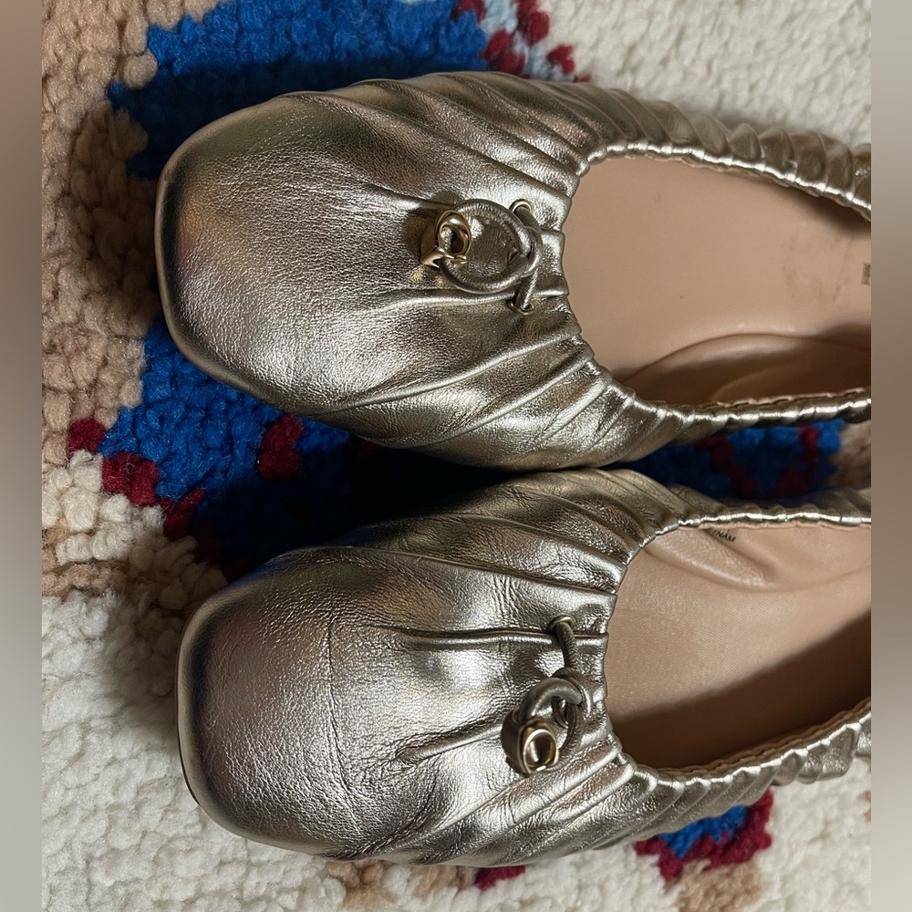 Coach square toe light gold ballet flats size 9B cute comfy balletcore - Picture 5 of 6
